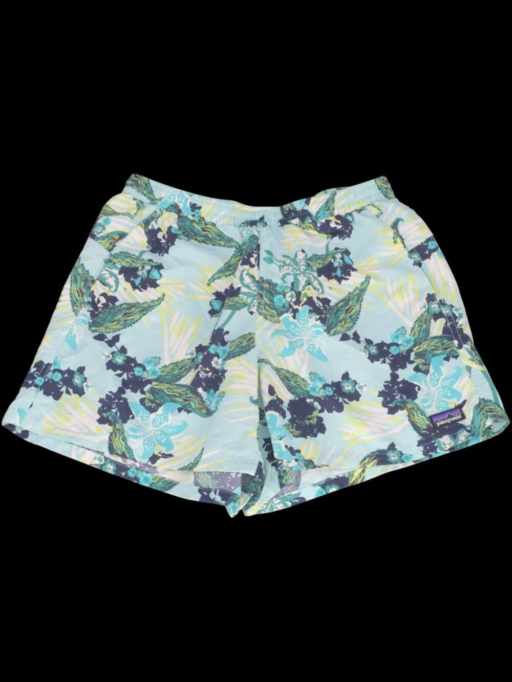 Patagonia Women’s Small Baggies Shorts Floral Blue 4” Inseam Outdoor